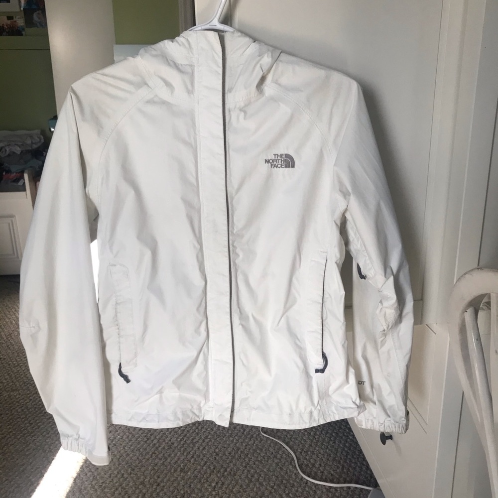 White north face rain jacket